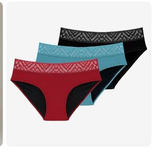 Women's Lace Trim Panties - Red, Blue, Black